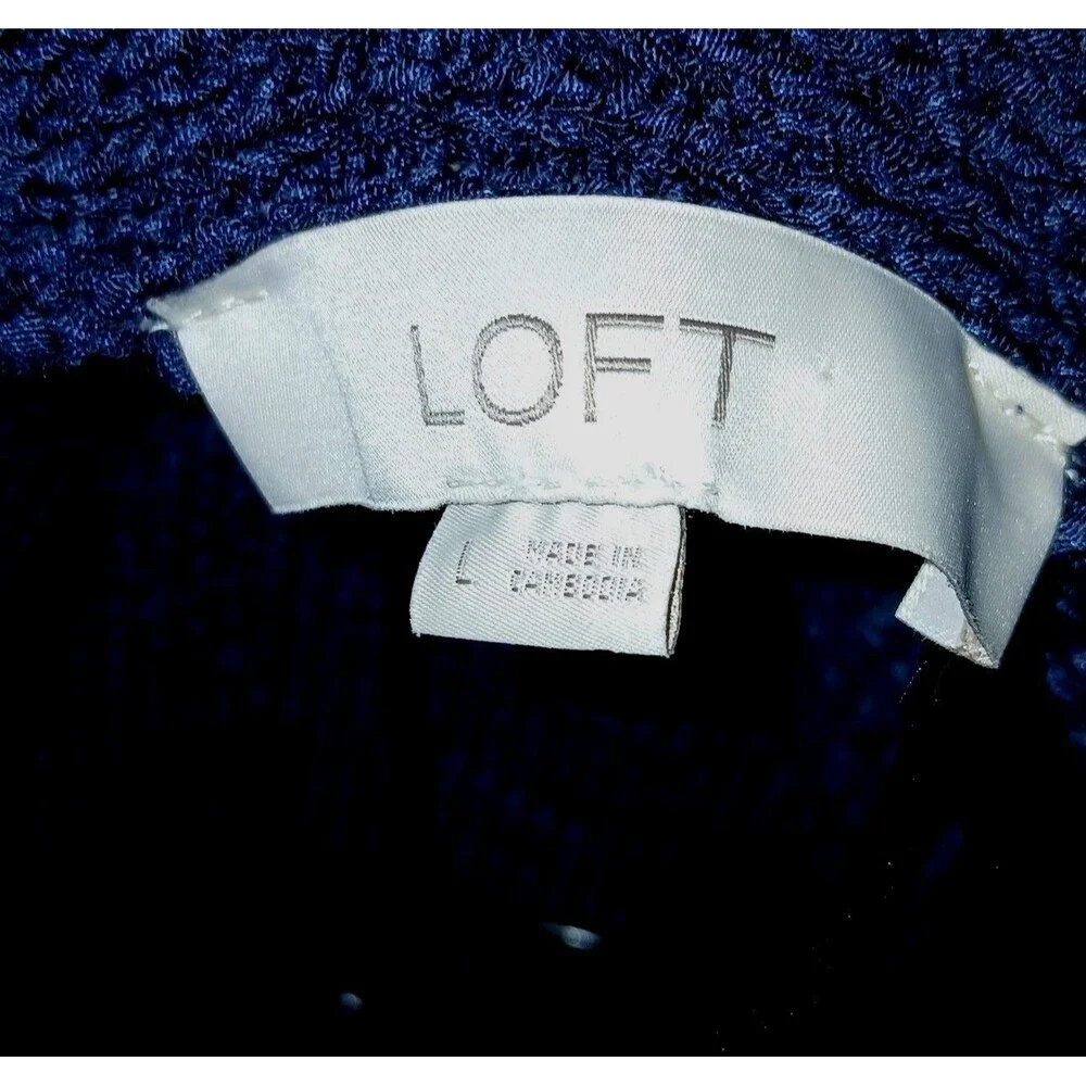 Ann Taylor Loft Womens Navy Blue Heavy Knit Cardigan XL Button Front Classic